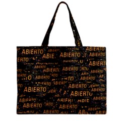 Abierto Neon Lettes Over Glass Motif Pattern Zipper Mini Tote Bag