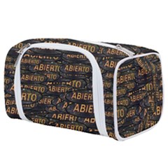 Abierto Neon Lettes Over Glass Motif Pattern Toiletries Pouch