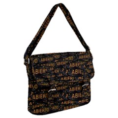 Abierto Neon Lettes Over Glass Motif Pattern Buckle Messenger Bag