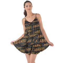 Abierto Neon Lettes Over Glass Motif Pattern Love The Sun Cover Up by dflcprintsclothing