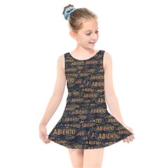 Abierto Neon Lettes Over Glass Motif Pattern Kids  Skater Dress Swimsuit by dflcprintsclothing