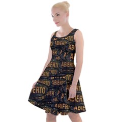 Abierto Neon Lettes Over Glass Motif Pattern Knee Length Skater Dress by dflcprintsclothing