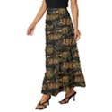 Abierto neon lettes over glass motif pattern Tiered Ruffle Maxi Skirt View2