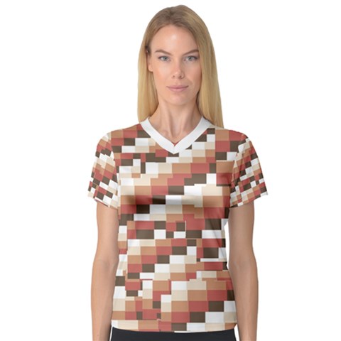 Chromaticmosaic Print Pattern V-neck Sport Mesh T-shirt by dflcprintsclothing