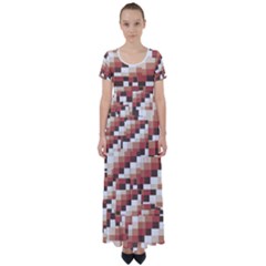 Chromaticmosaic Print Pattern High Waist Short Sleeve Maxi Dress