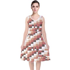 Chromaticmosaic Print Pattern V-neck Midi Sleeveless Dress  by dflcprintsclothing