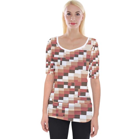 Chromaticmosaic Print Pattern Wide Neckline T-shirt by dflcprintsclothing