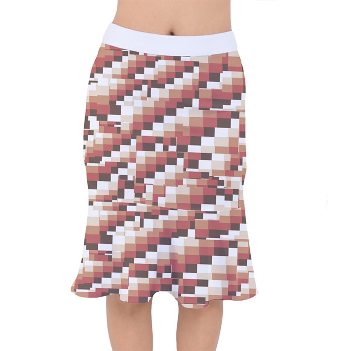 ChromaticMosaic Print Pattern Short Mermaid Skirt