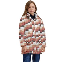 Chromaticmosaic Print Pattern Kids  Hooded Longline Puffer Jacket by dflcprintsclothing