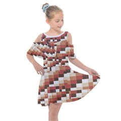 Chromaticmosaic Print Pattern Kids  Shoulder Cutout Chiffon Dress by dflcprintsclothing