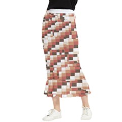 Chromaticmosaic Print Pattern Maxi Fishtail Chiffon Skirt