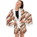 ChromaticMosaic Print Pattern Long Sleeve Kimono View1