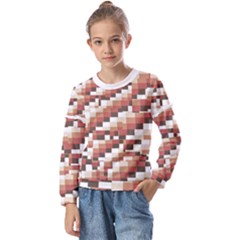 Chromaticmosaic Print Pattern Kids  Long Sleeve T-shirt With Frill 