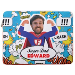 Personalized Photo Super Dad Name Laptop Sleeve Case with Pocket - 17  Vertical Laptop Sleeve Case With Pocket