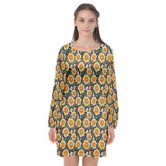 Flower 120424 Long Sleeve Chiffon Shift Dress  by zappwaits