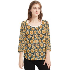 Flower 120424 Chiffon Quarter Sleeve Blouse by zappwaits