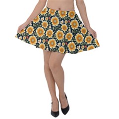 Flower 120424 Velvet Skater Skirt