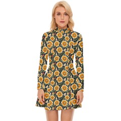 Flower 120424 Long Sleeve Velour Longline Dress by zappwaits