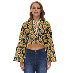 Flower 120424 Boho Long Bell Sleeve Top