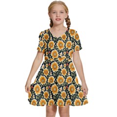 Flower 120424 Kids  Short Sleeve Tiered Mini Dress by zappwaits