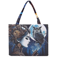 Steampunk Woman With Owl 2 Steampunk Woman With Owl Woman With Owl Strap Mini Tote Bag by CKArtCreations