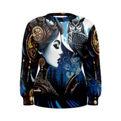 Steampunk Woman With Owl 2 Steampunk Woman With Owl Woman With Owl Strap Women s Sweatshirt