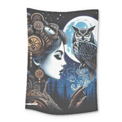 Steampunk Woman With Owl 2 Steampunk Woman With Owl Woman With Owl Strap Small Tapestry