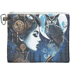 Steampunk Woman With Owl 2 Steampunk Woman With Owl Woman With Owl Strap Canvas Cosmetic Bag (xxxl) by CKArtCreations