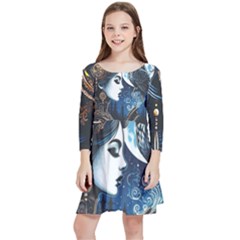 Steampunk Woman With Owl 2 Steampunk Woman With Owl Woman With Owl Strap Kids  Quarter Sleeve Skater Dress