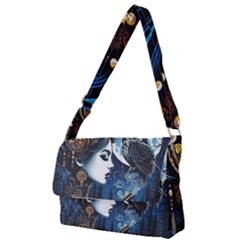 Steampunk Woman With Owl 2 Steampunk Woman With Owl Woman With Owl Strap Full Print Messenger Bag (s)