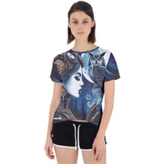 Steampunk Woman With Owl 2 Steampunk Woman With Owl Woman With Owl Strap Open Back Sport T-shirt