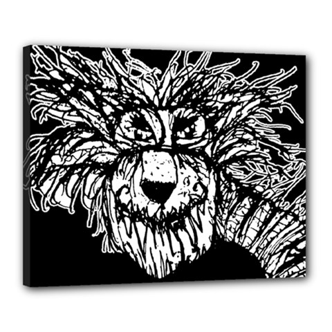 Fantasy Monster Feline Exteme Closeup Drawing Wb Canvas 20  X 16  (stretched) by dflcprintsclothing