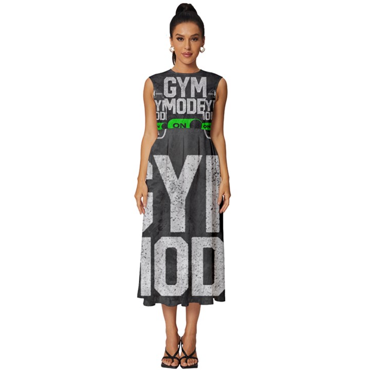 Gym mode Sleeveless Round Neck Midi Dress