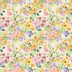 Mix Field Flowers 2 Fabric by DinkovaArt