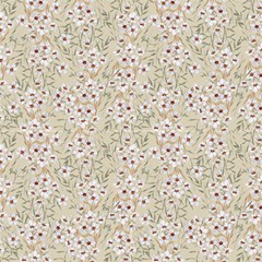 White Flowers Fabric by DinkovaArt