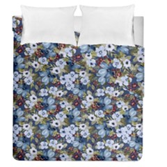 Blue Flowers Dark Blue Flowers Duvet Cover Double Side (queen Size) by DinkovaArt