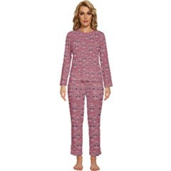 Sweet Emoji Canvas Print Pattern Womens  Long Sleeve Lightweight Pajamas Set by dflcprintsclothing