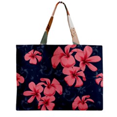 5902244 Pink Blue Illustrated Pattern Flowers Square Pillow Zipper Mini Tote Bag