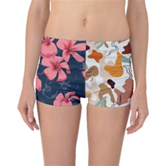 5902244 Pink Blue Illustrated Pattern Flowers Square Pillow Boyleg Bikini Bottoms