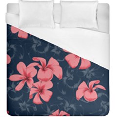 5902244 Pink Blue Illustrated Pattern Flowers Square Pillow Duvet Cover (king Size)