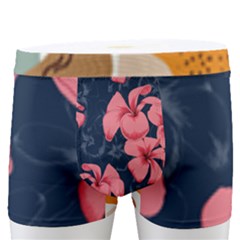 5902244 Pink Blue Illustrated Pattern Flowers Square Pillow Men s Boxer Briefs by BlackRoseStore