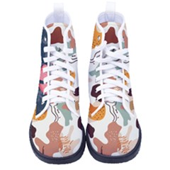 5902244 Pink Blue Illustrated Pattern Flowers Square Pillow Women s High-top Canvas Sneakers