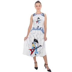 Bluey, Bluey Dad, Bluey Kids, Midi Tie-back Chiffon Dress