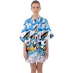 Super Bluey Half Sleeve Satin Kimono 