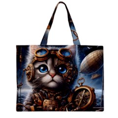 Maine Coon Explorer Zipper Mini Tote Bag by CKArtCreations