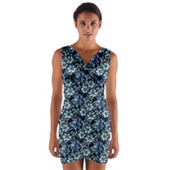 Blue Flowers 001 Wrap Front Bodycon Dress by DinkovaArt