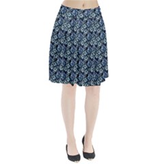 Blue Flowers 001 Pleated Skirt by DinkovaArt