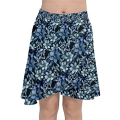 Blue Flowers 001 Chiffon Wrap Front Skirt by DinkovaArt