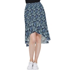 Blue Flowers 001 Frill Hi Low Chiffon Skirt by DinkovaArt