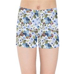 Blue Flowers Kids  Sports Shorts by DinkovaArt